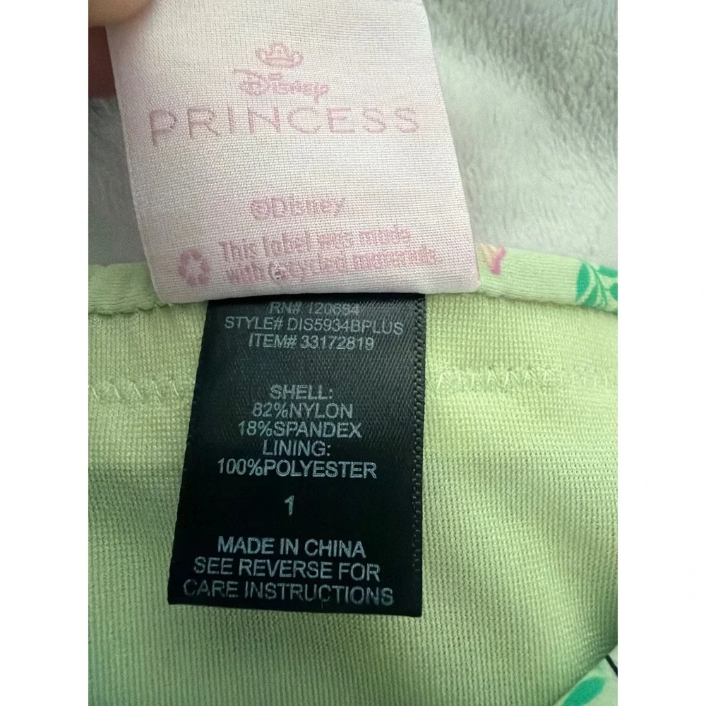 Disney Hot Topic Princess Floral Ruffle High Waisted Bikini Set Green Yellow